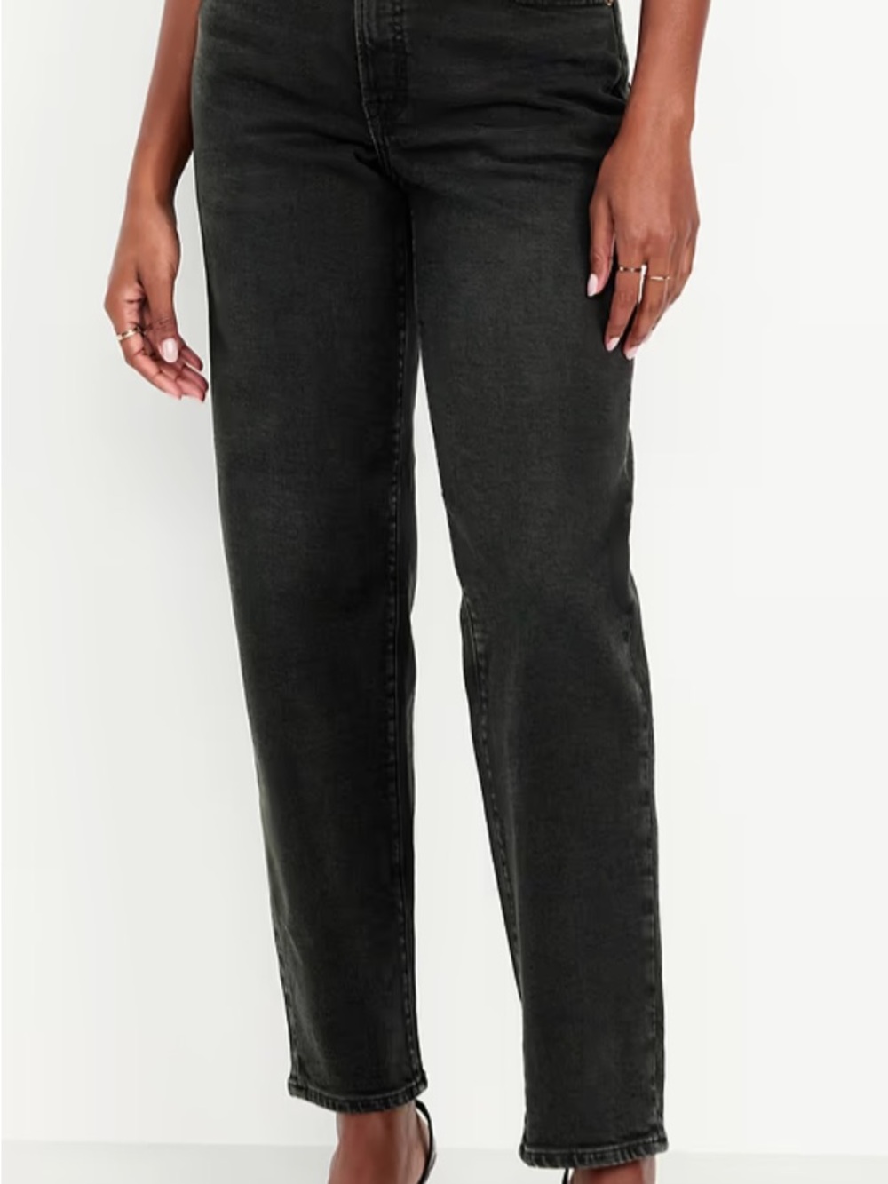 Women's High-Rise Straight Leg Jeans — Black